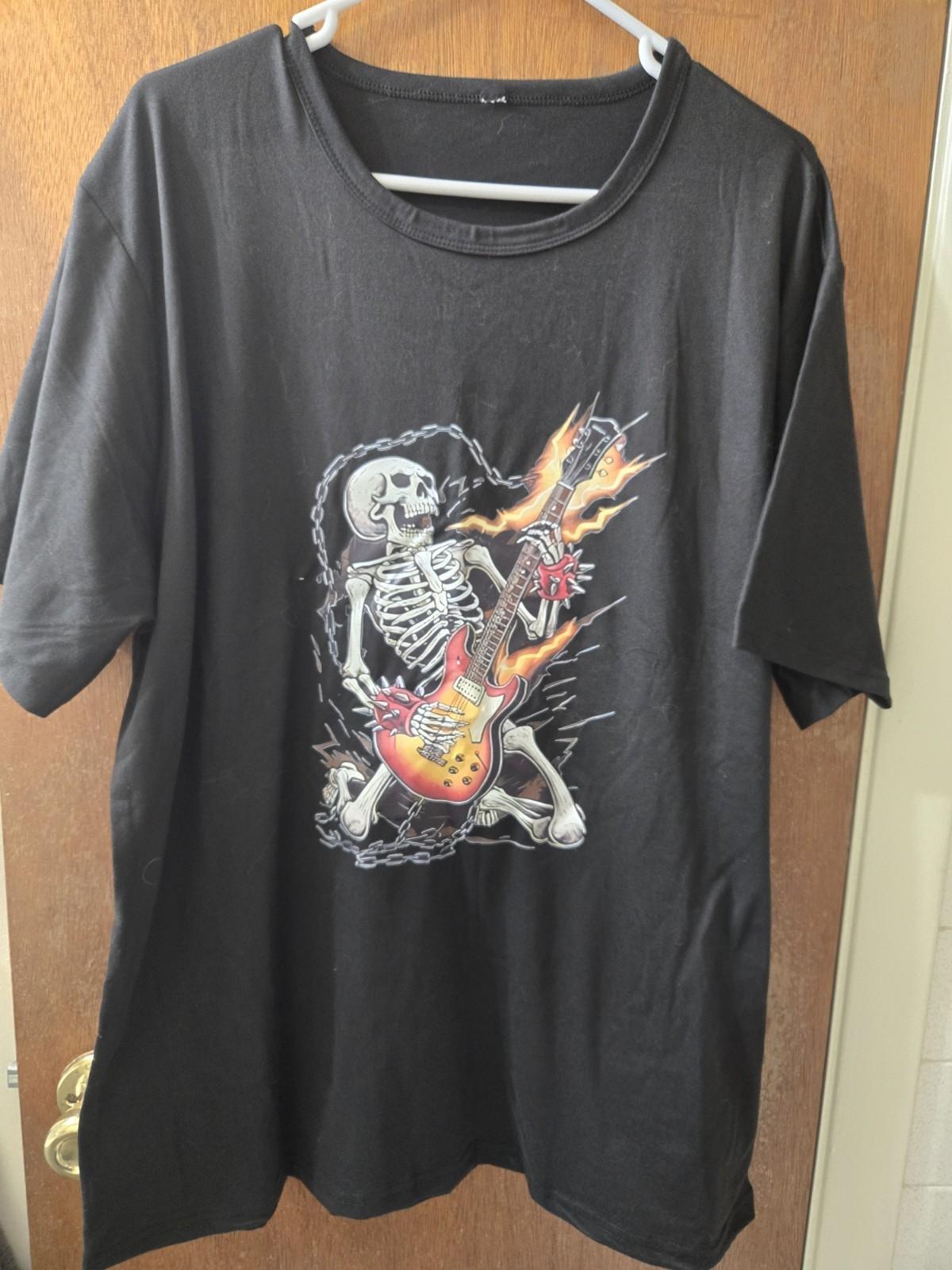 Men S Rock Band Skeleton Guitarist Graphic T-Shirt - Black & White Music Tee w S разноцветный