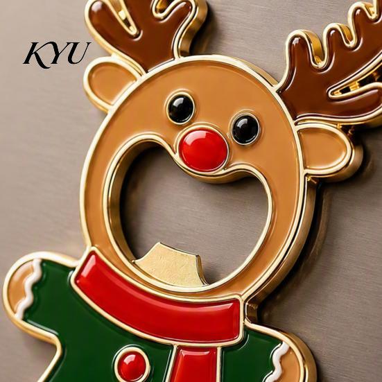 Holiday Kitchen Gadgets Christmas Gingerbread Man Bottle Opener, Metal Refrigerator Magnet Beer Elk Party Favors Decorative Cap Remover for