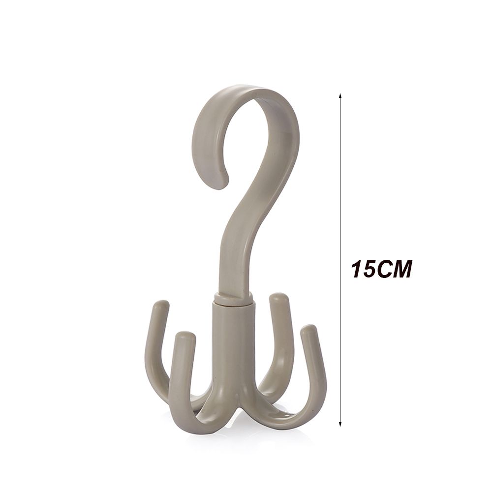 Shelf Storage Storage Hook Tie Holder 4 Hook Multifunction Rotating Four-claw Hook Plastic Hanger