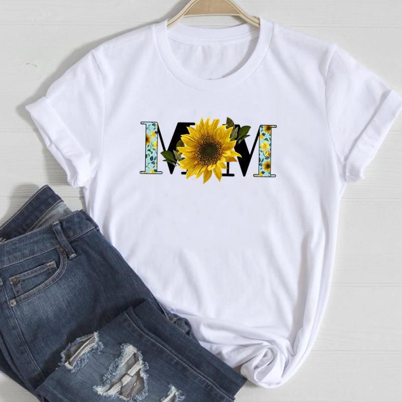 (European Size)90s Fashion Women Print Lady Female Tee Top Leopard Mom Mama Mother Love T Shirt Clothing Casual Short Sleeve Graphic T-shirt