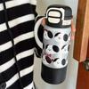 Cute Cherry Puppy Water Bottle 500ml Kawaii Stainless Steel Thermal Bottle Thermos Cups With Straw Coffee Tea Tumbler Girl Gift