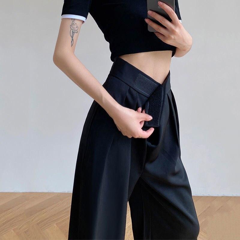 Wide Leg Suit Pants Women Vintage Female Casual Office Lady High Wasit Black Fashion Classic Pants Oversize Trousers