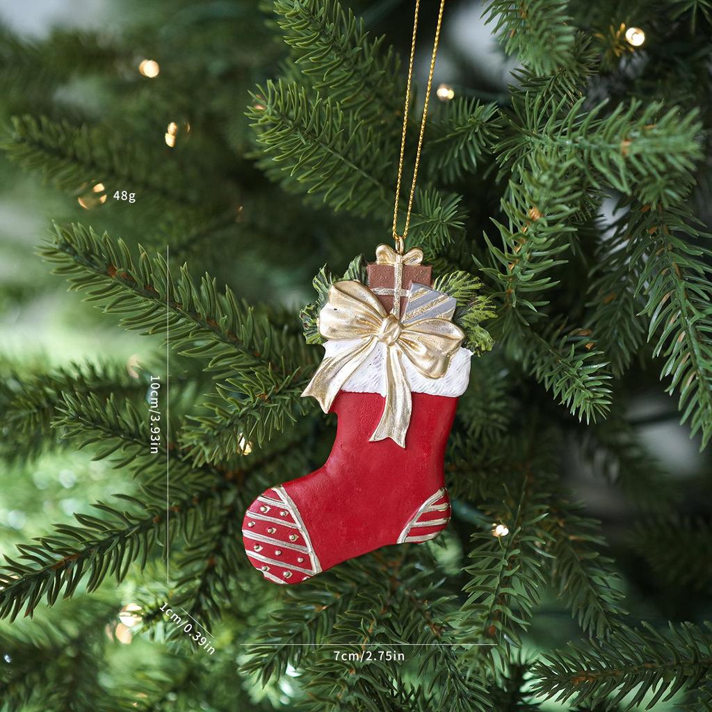 Retro-Style Elderly Boots, Snowman, & Bells Christmas Tree Hanging Decoration Resin Pendant Wreath