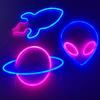 Weltraum Neon Nachtlicht USB ET Planet Rakete LED Lichter 3D Kunst Nachtlichter Lampe für Schlafzimmer Wand Neon LED Streifen AA Batterie