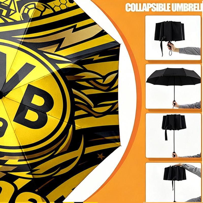 Custom Name Personalized Borussia Dortmund Bvb Print Umbrella, Auto Open Close, 8‑Rib Sturdy Frame, Commute Camping Hiking Use, Birthday Gift