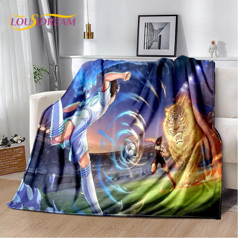 Captain Tsubasa Anime Soccer Cartoon Blanket,Soft Throw Blanket for Home Bedroom Bed Sofa Picnic Travel Office Cover Blanket Kid