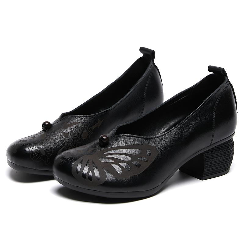 

Модные женские туфли-лодочки GKTINOO Spring, ретро, женственные, на высоком каблуке 5 см, слипоны, туфли на платформе, женская обувь ручной работы из натуральной кожи 9