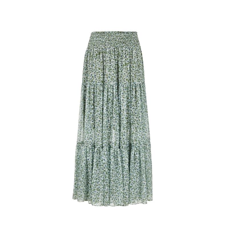 VEROMODA Floral Print High-Waist Midi Skirt