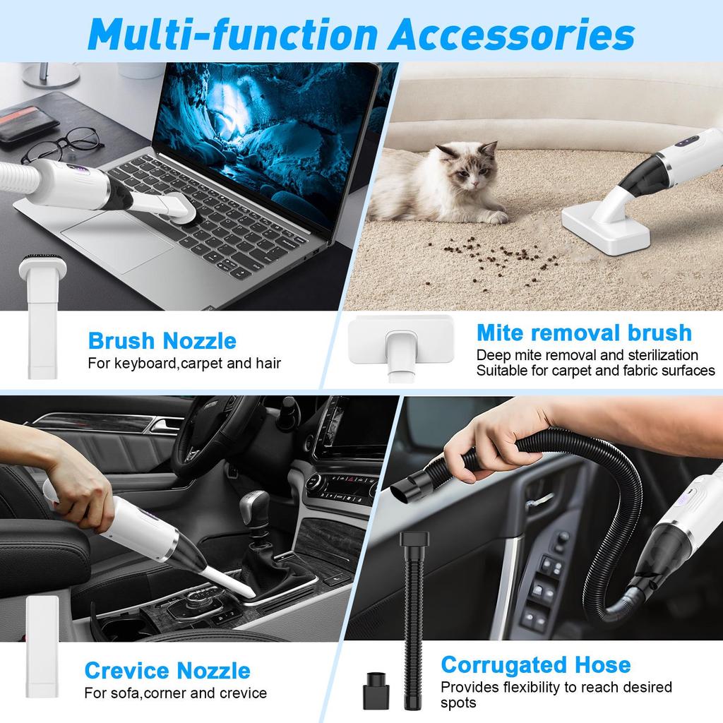 Wireless Car Vacuum & Charger: High Suction Handheld for Car & Home Dust Removal