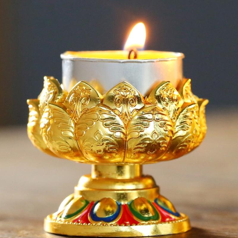 Butter Lamp Holder Coppers Candlestick Candle Holder Iron Lamp Holder Lotuss Buddhas Lamp Base