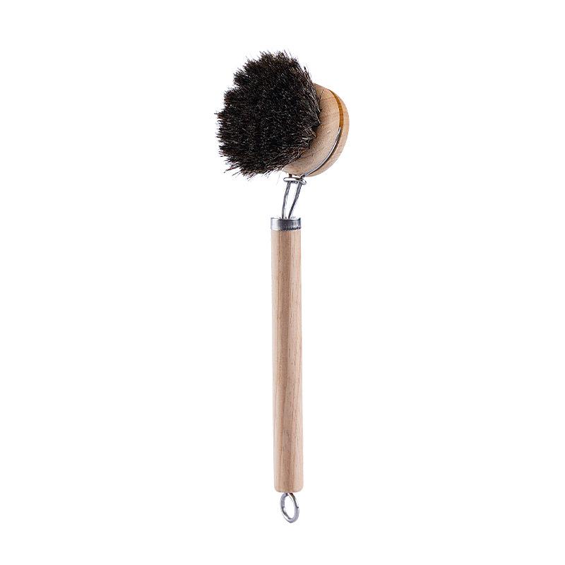 Eco-Friendly Natural Sisal Pot Brush with Soft Coconut & Horsehair Bristles - Replaceable Head for Non-Stick Pans