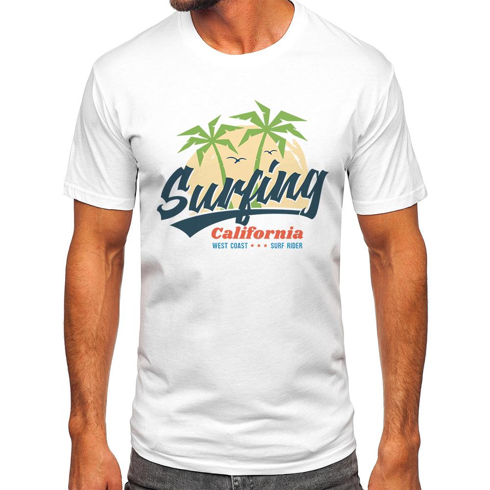 Cotton Surfing California Holiday Printed 100% Cotton Classic Vintage Y2k T-Shirt for Men Women Sportswear Tops Tees