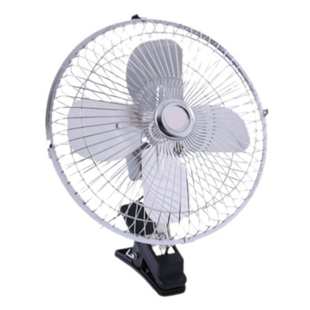 Ventilador de Coche de 10 Pulgadas Potente 4 Aspas Rotación Automática Encendedor de Cigarrillos Ventilador con Pinza Radiador Eléctrico Ventilador de Refrigeración