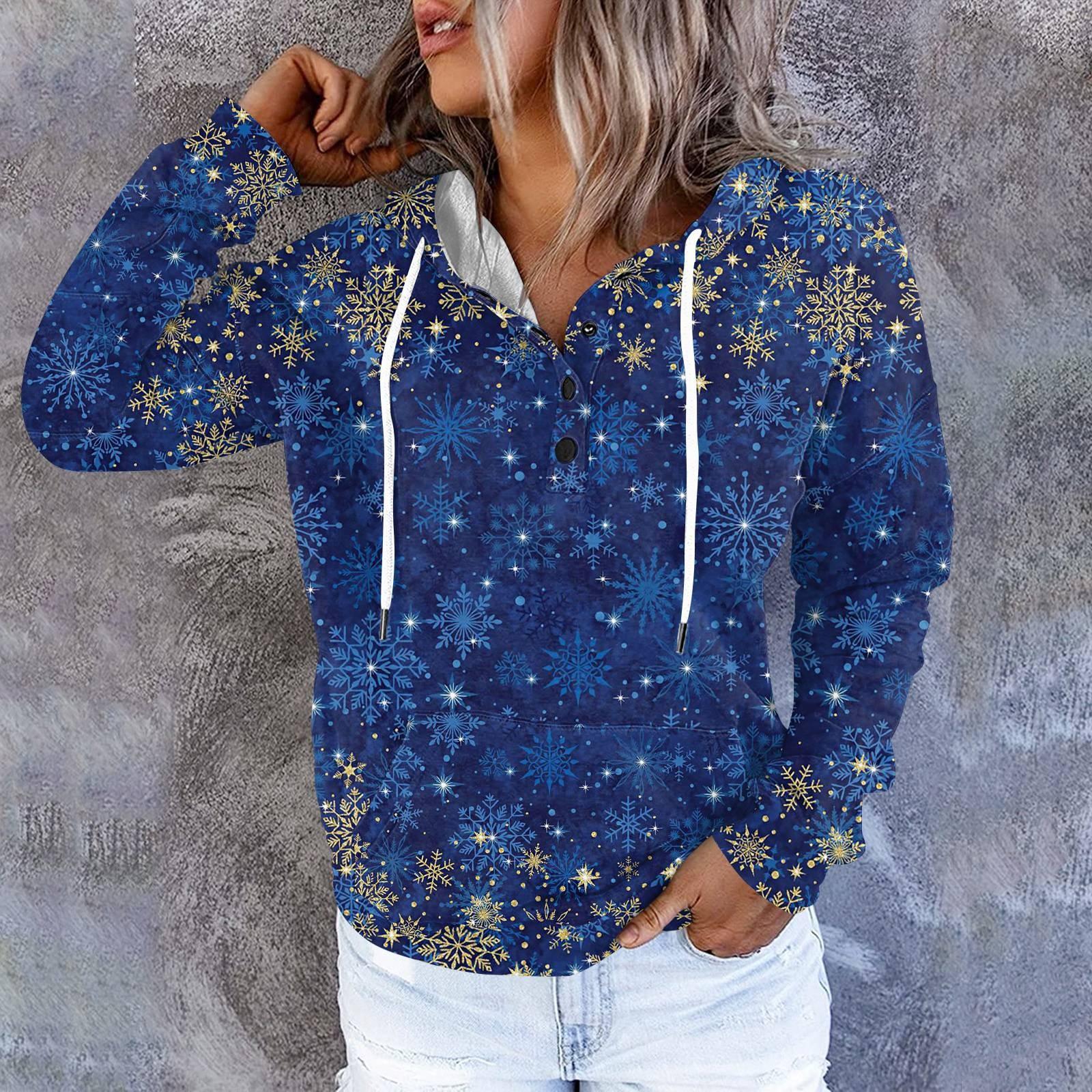 

Женские повседневные модные принты с длинным рукавом на пуговицах пуловеры с капюшоном толстовки XL