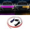 LED Car Daytime Running Light Strip - Pink & Yellow Dual Color Plug And Play Start Scan Turn Signal 12V Universal Car Hood Light