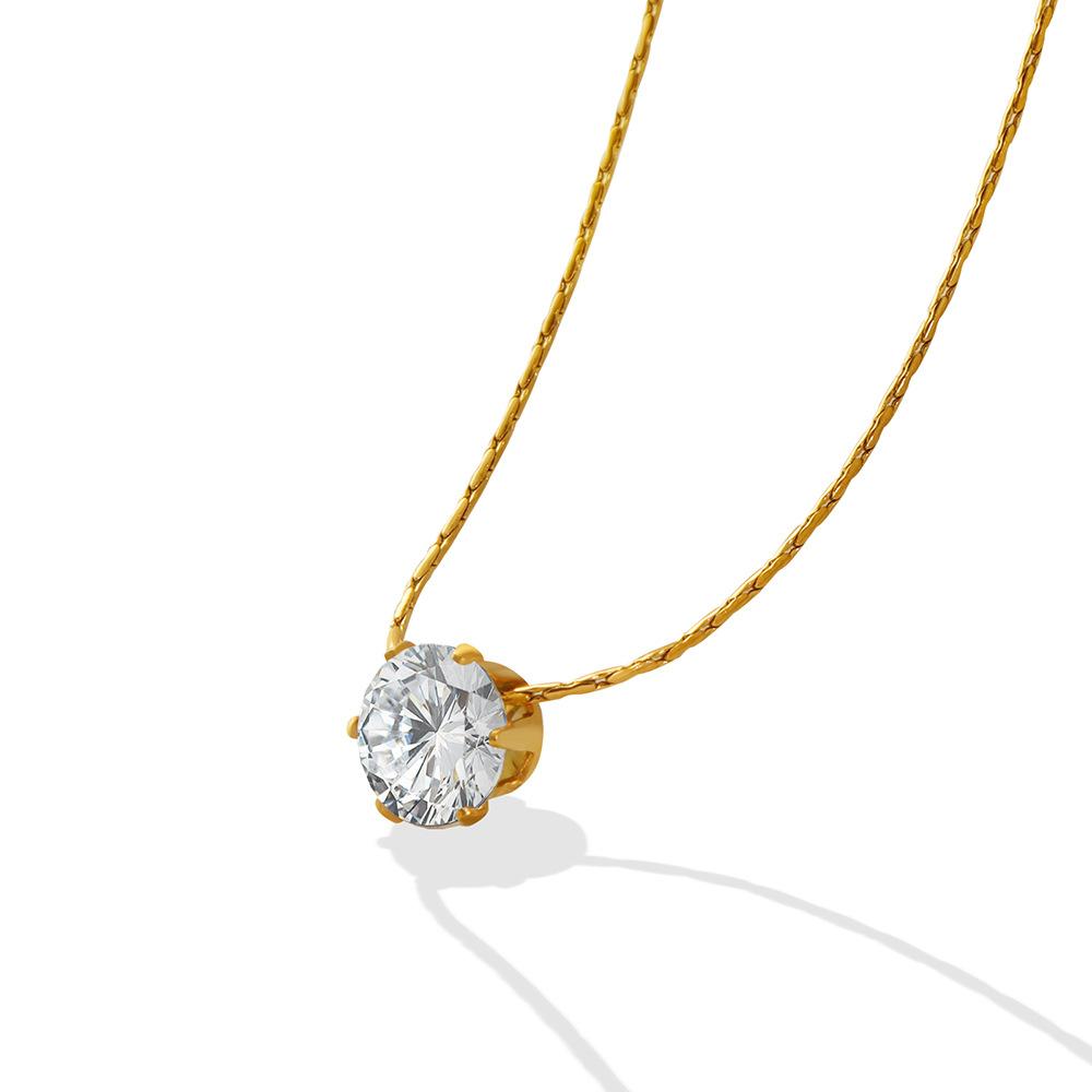 Mini Round Diamond Pendant Necklace For Women, With A Light Luxury And Niche Design, Fresh And Versatile Collarbone Chain Accessory