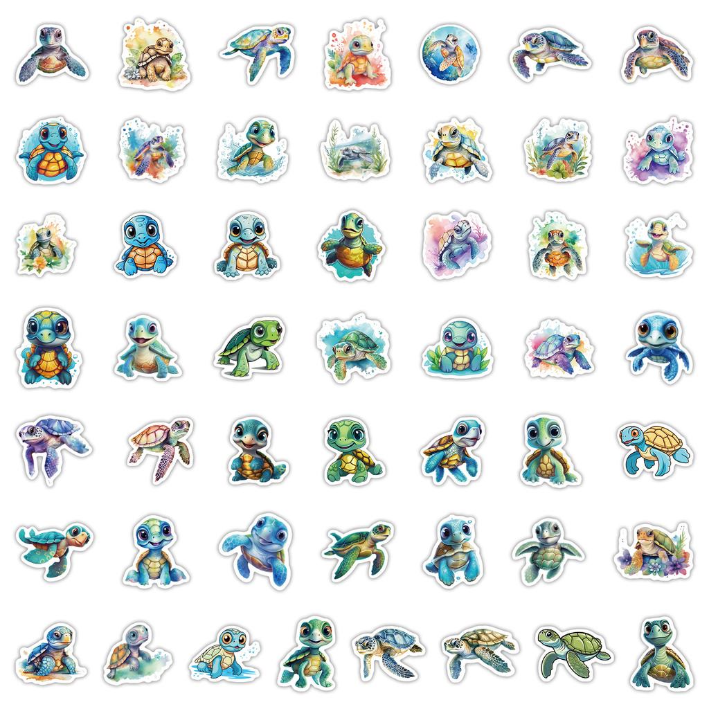 50 Cute Little Turtle Doodle Stickers Skateboard Suitcase Decoration Stickers Waterproof Creative Children Cartoon Stickers