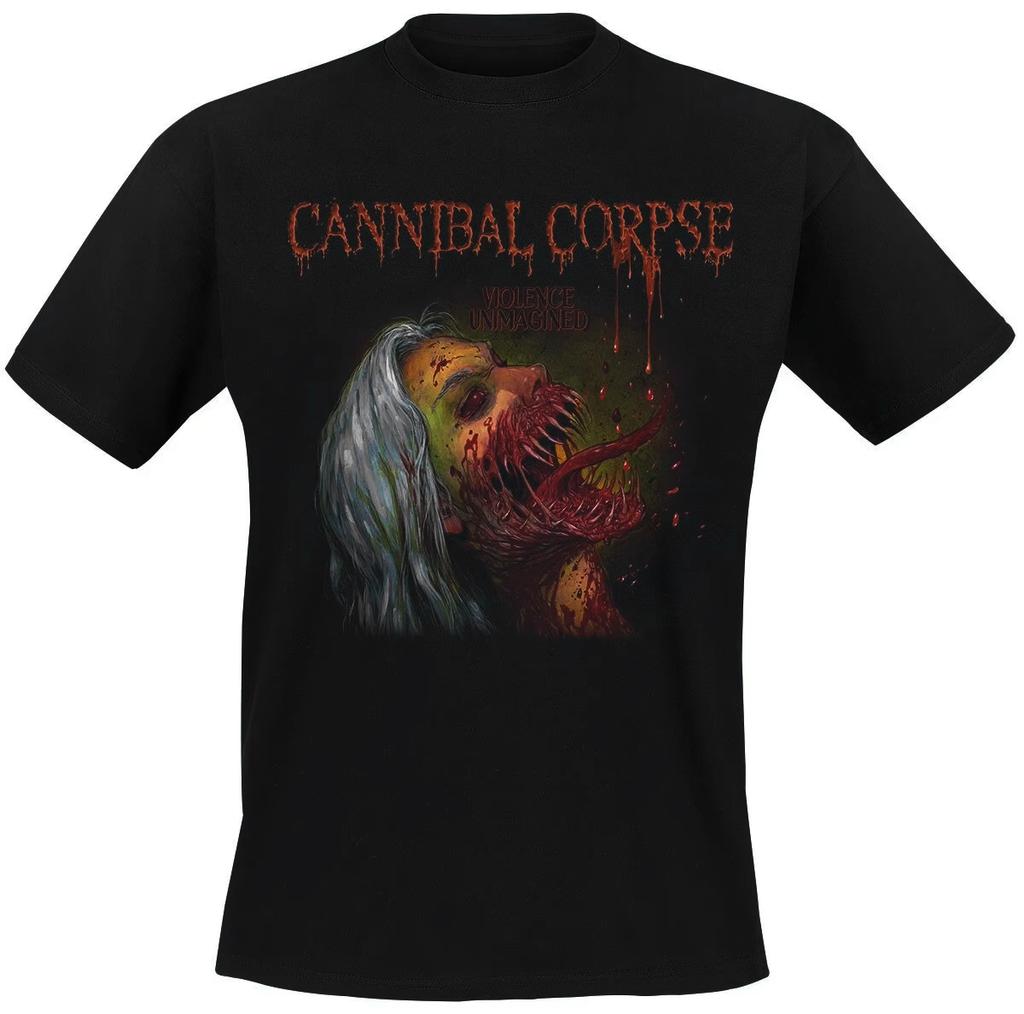 Summer Zombie Reissue Cannibal Corpse Men 100%Cotton T-Shirt Extreme Brutal and Bloody Death Metal Style Loose Short Sleeve  Y2K