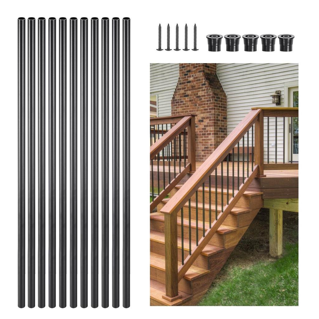 Staircase Balusters 101 Pack 32 In Aluminum Spindles with Screws/Rail Caps