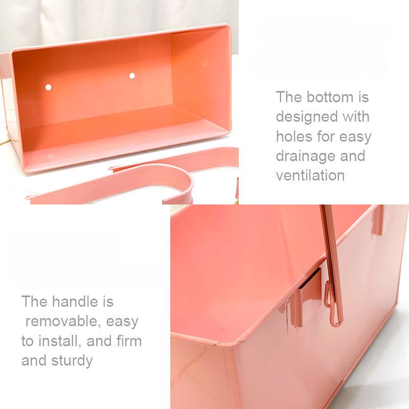 Rectangular, wrought iron flower pot, balcony hanging bucket, succulent planting pot, indoor and outdoor, garden fence, decorative hanging pot