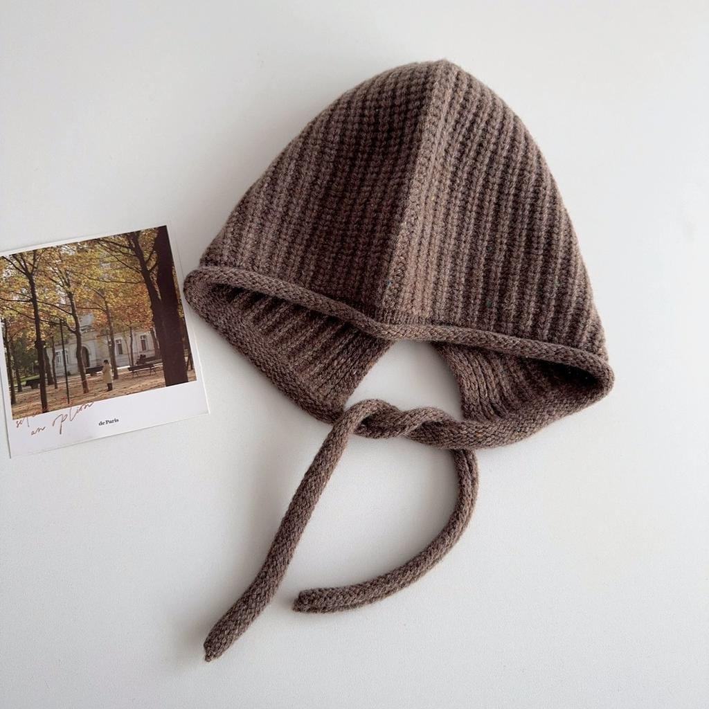 Woolen Knitted Ear-protecting Balacrafa Cap for Women  Winter Christmas and New Year Red Face Enhancing Small Windproof and Warm Head Cap