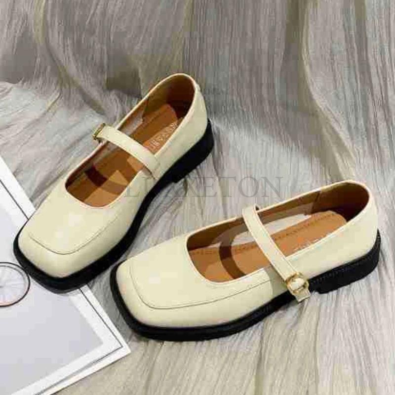 Shallow Mouth Retro Dámské Boty Oxfordky Ležérní Dámské Tenisky Britský styl Hranatá špička Letní Nové Kožené Preppy Šaty