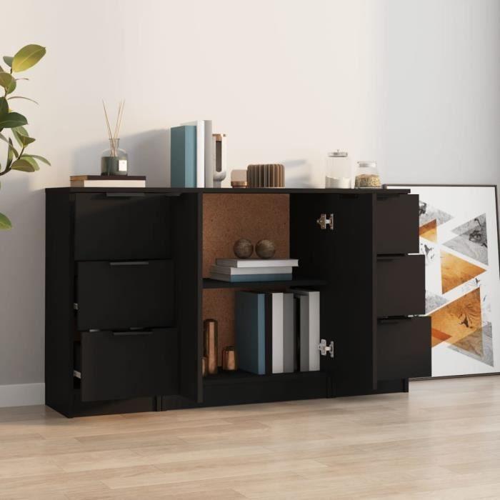 VidaXL Buffets 3 pcs noir bois d'ingénierie 3115837