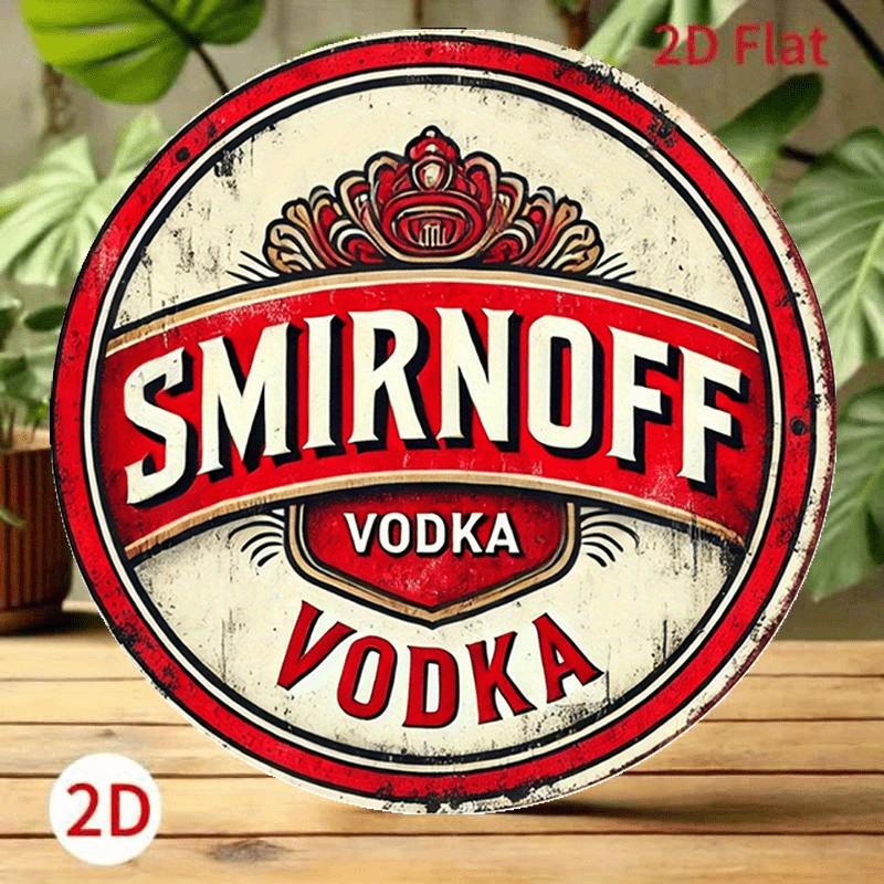 Mfoever Tin Sign Vintage Smirnoff Vodka Themed Round Metal Tin Sign Retro Bar Wall Decor Art Plaque 20x20cm