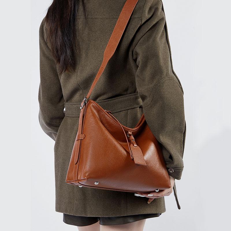 Women's Bag 2026 New Large Capacity Shoulder Bag Vegetable-Tanned-Cowhide Women Crossbody Bags Luxury Genuine Leather Handbags