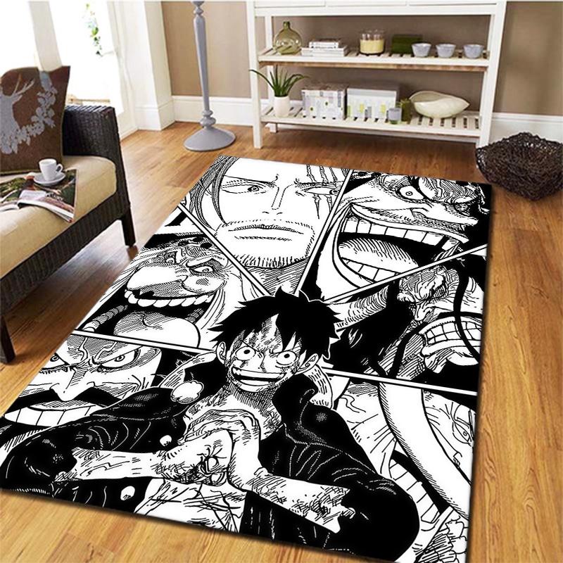 Alfombra de Monkey D Luffy para Sala de Estar, Dormitorio, Decoración de Sofá del Hogar, Alfombrilla Antideslizante para Jugar Niños