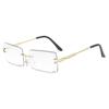 2 Pack Men's Metal Rimless Yuppie Casual Fashion Glasses With Flat Lens, Ideal Choice For Gifts