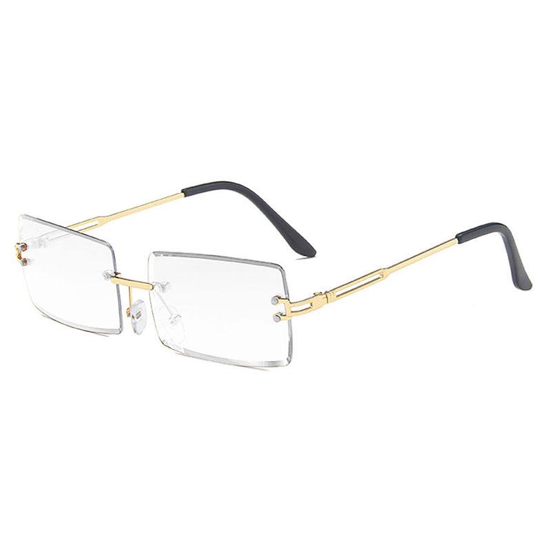 2 Pack Men's Metal Rimless Yuppie Casual Fashion Glasses With Flat Lens, Ideal Choice For Gifts