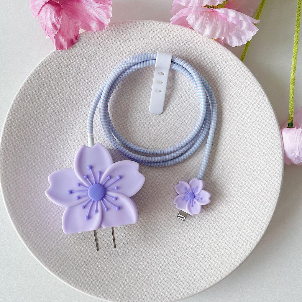 Flower Charger Case for iPhone 16 15 Pro Max 14 13 12 11 18W 20W US Fast Charging Cover Protective Charger Head Sleeve Shell