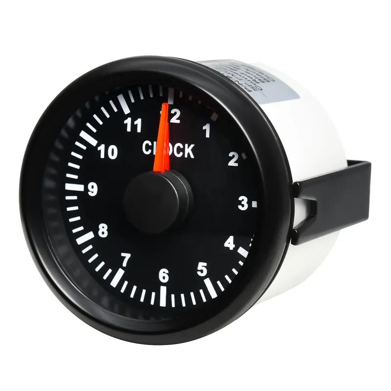 52mm Clock Gauge with Red Backlight 0-12 Hours trument 2inch Hour Meters for Car Boat Yacht Show Clock Meters 9-32V Universal