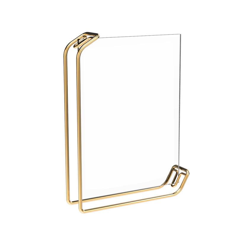 Metal Acrylic Photo Frame Display Stand Ins Style Light Luxury European Rectangle Double-Sided Transparent Hollow Photo Frame S