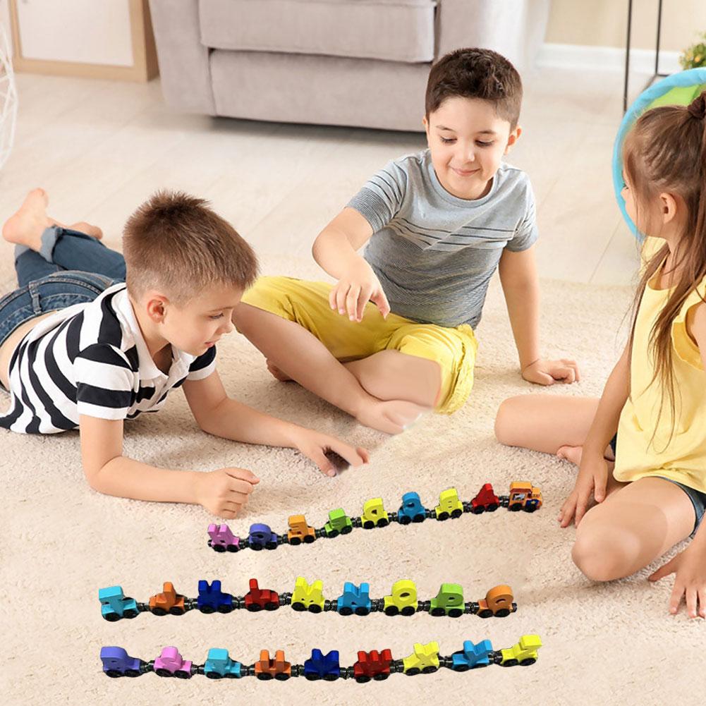 Wooden Magnetic Number Train Building Block Assembly Car Early Cognition Enlightenment Learning Car Cartoon Set For Kids