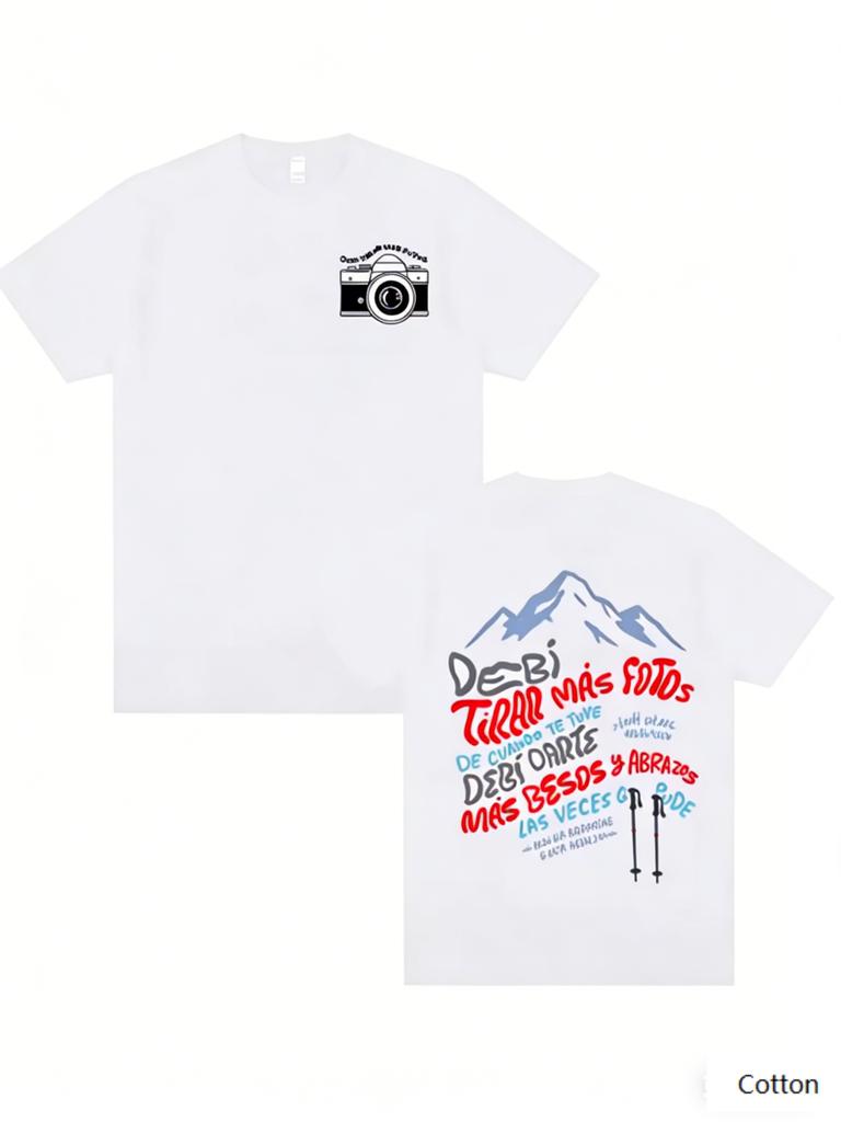 TShirt with Retro Camera Mountain Graphic Premium Heavyweight Material Exquisite Street Design for HighEnd Outdoor Casual