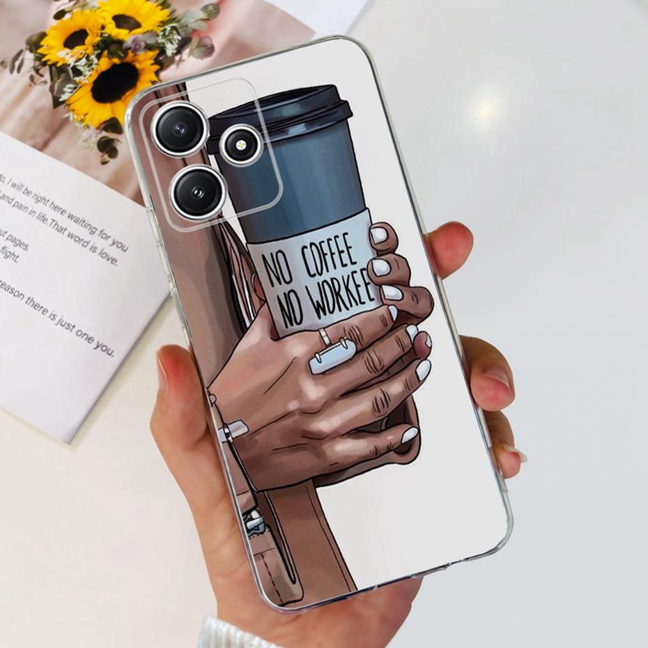 Cute Flower Cat Painted Case For Xiaomi Redmi 12 5G 2023 Soft Silicone TPU Back Cover For Redmi12 5G Global Phone Bumper