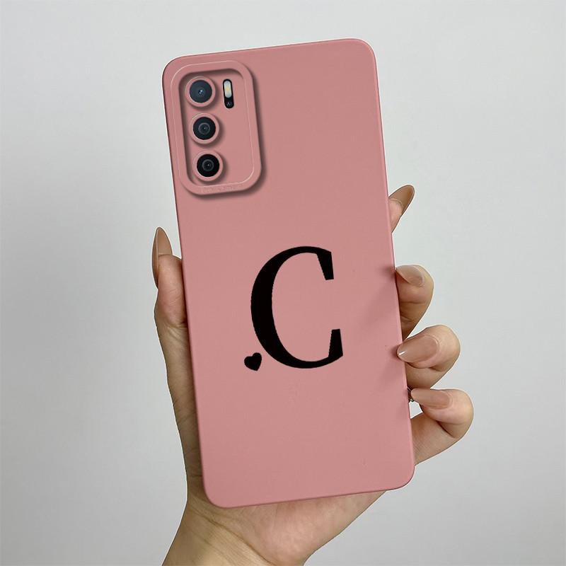Phone Case For OPPO A54s Case oppo A16 A16S CPH2269 CPH2271 Cute Letters Square Liquid Silicone Soft Shockproof Back Cover Funda