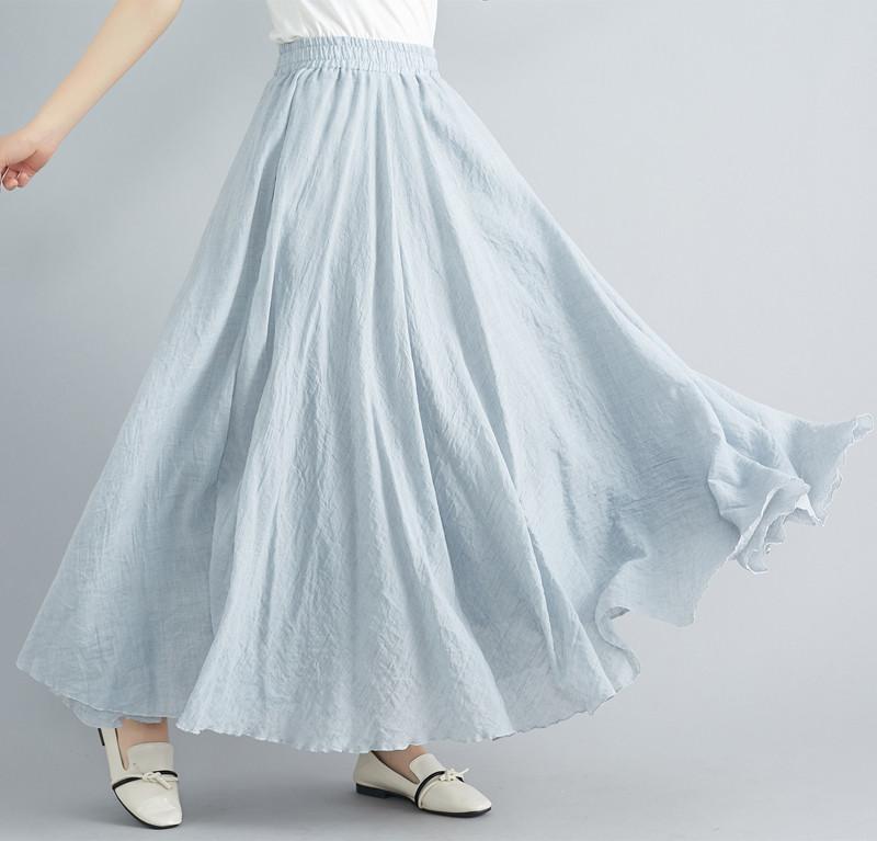 

Women s Casual Dress Elegant Solid Color Long Skirt Elastic Waist Flowing Long Loose Fitting Skirt M