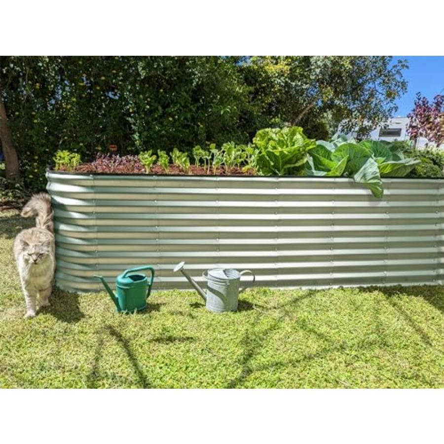 Galvanized Raised Garden Beds Outdoor 8×2×2 ft Planter for Gardening Vegetables Flowers Silver Large Metal Garden Box Patented