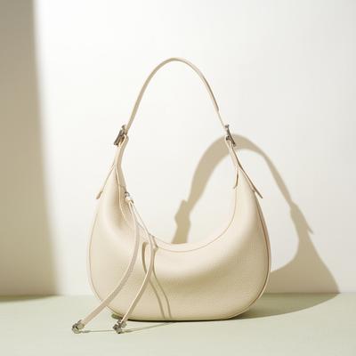 Bolsa Meia-lua Design de Nicho Elegante e Simples Nova Bolsa de Ombro de Couro Textura Bolsa Mensageiro Portátil Bolsa Feminina