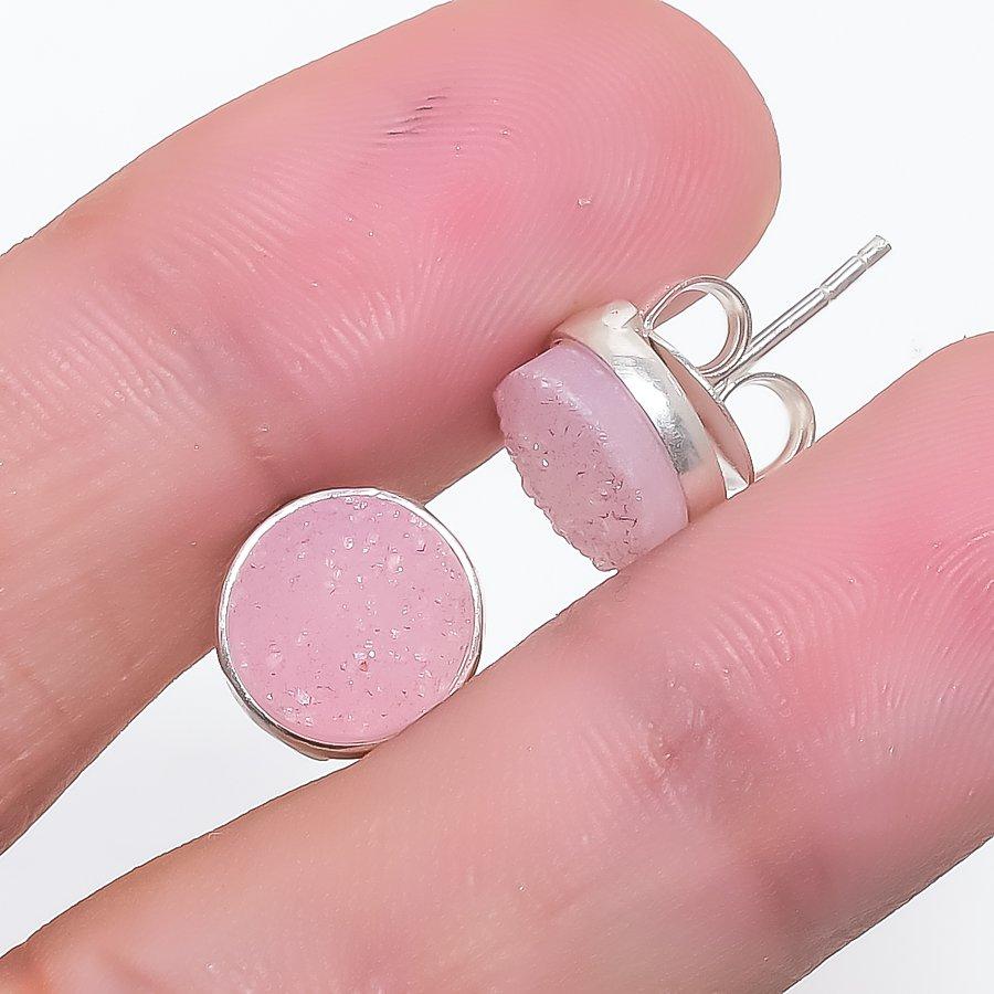 Titanium Druzy Gemstone Handmade Tops 925 Sterling Silver Earring KJ-1430