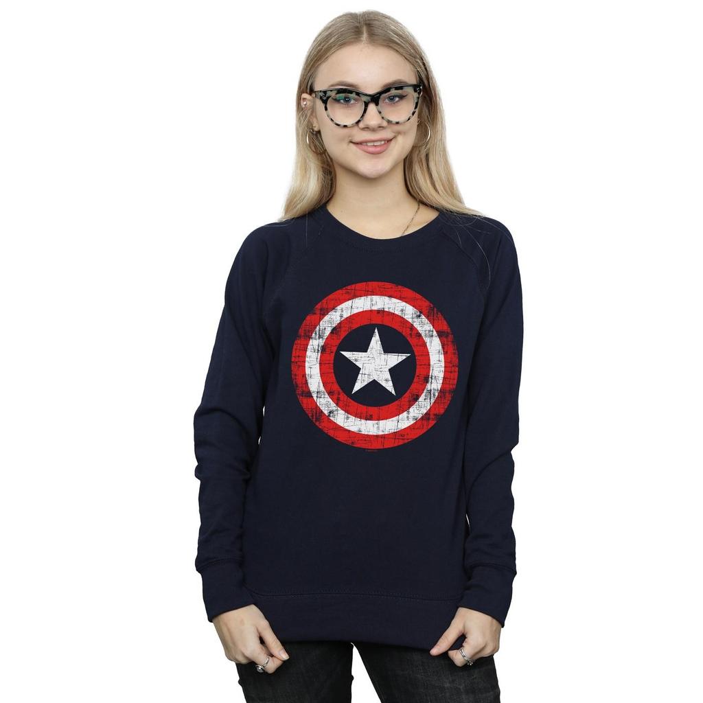 Marvel Womens/Ladies Avengers Captain America Scratched Shield Sweatshirt