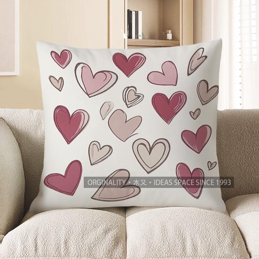 Home Decor Colorful Hearts: Adorable Cushion Cover Design Pattern Cushion Cover Suitable for Sofa Bedroom Car Pillow Cover