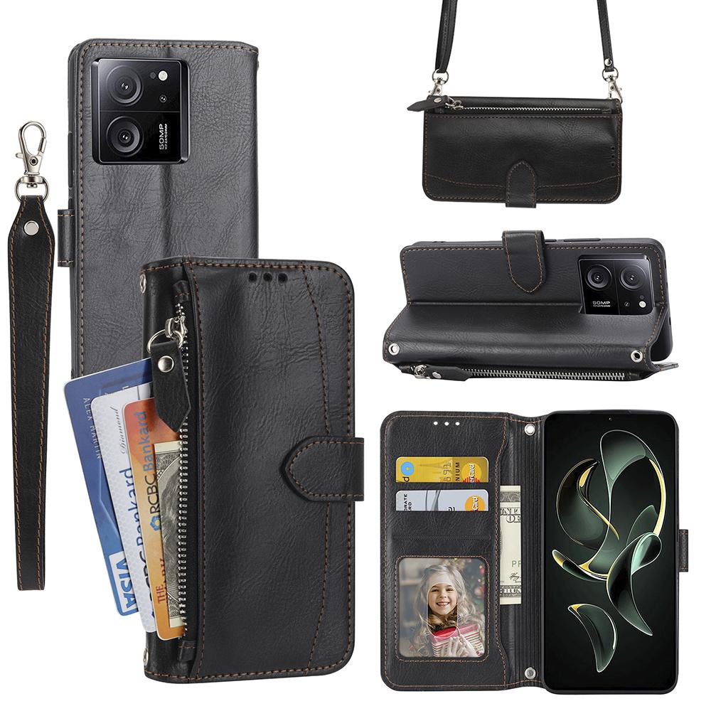 For Xiaomi Redmi K60 Ultra/13T/13T Pro Case Shockproof Leather Wallet Phone Cover with Long and Short Straps