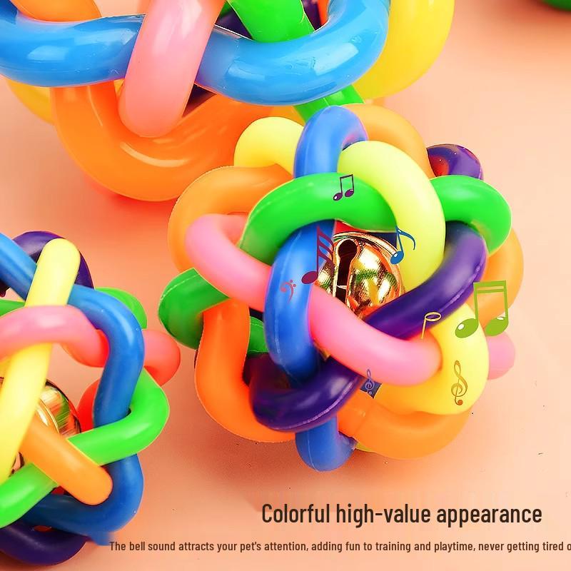 Newcomer Dog Toy: Bite-Resistant Colorful Bell Ball for Teething Puppies
