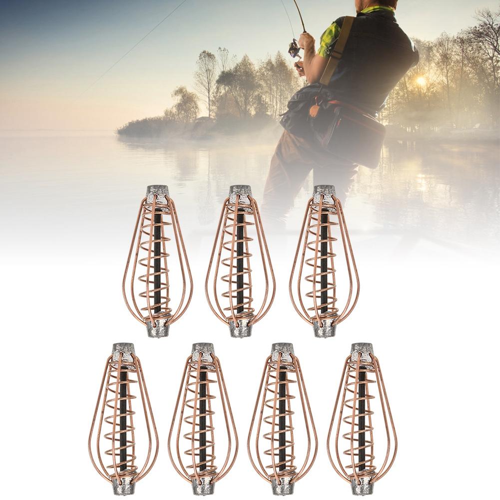 Feeder Metal Lure Fishing Portable Bait Cage Tackle Accessories With Weightcopper Colour 25g6pcs
