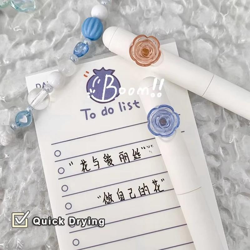 12Pcs Romantic Flower Series Gel Pen for Students 0.5MM Quick Dry Gel Ink Pen Rotate Writing Pen School Office Supplies High Quality Novelty Signature
