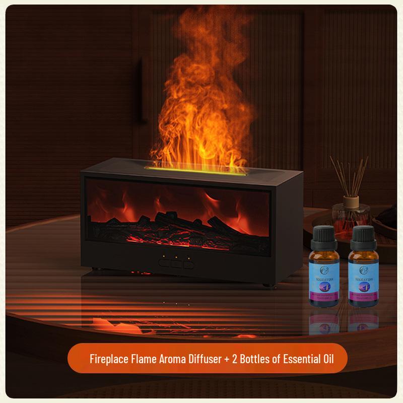 Retro 3D Fireplace Flame Aroma Humidifier & Colorful Desktop Light